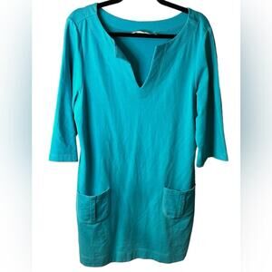 Tommy Bahama Teal Pima Cotton Tunic Dress size Large